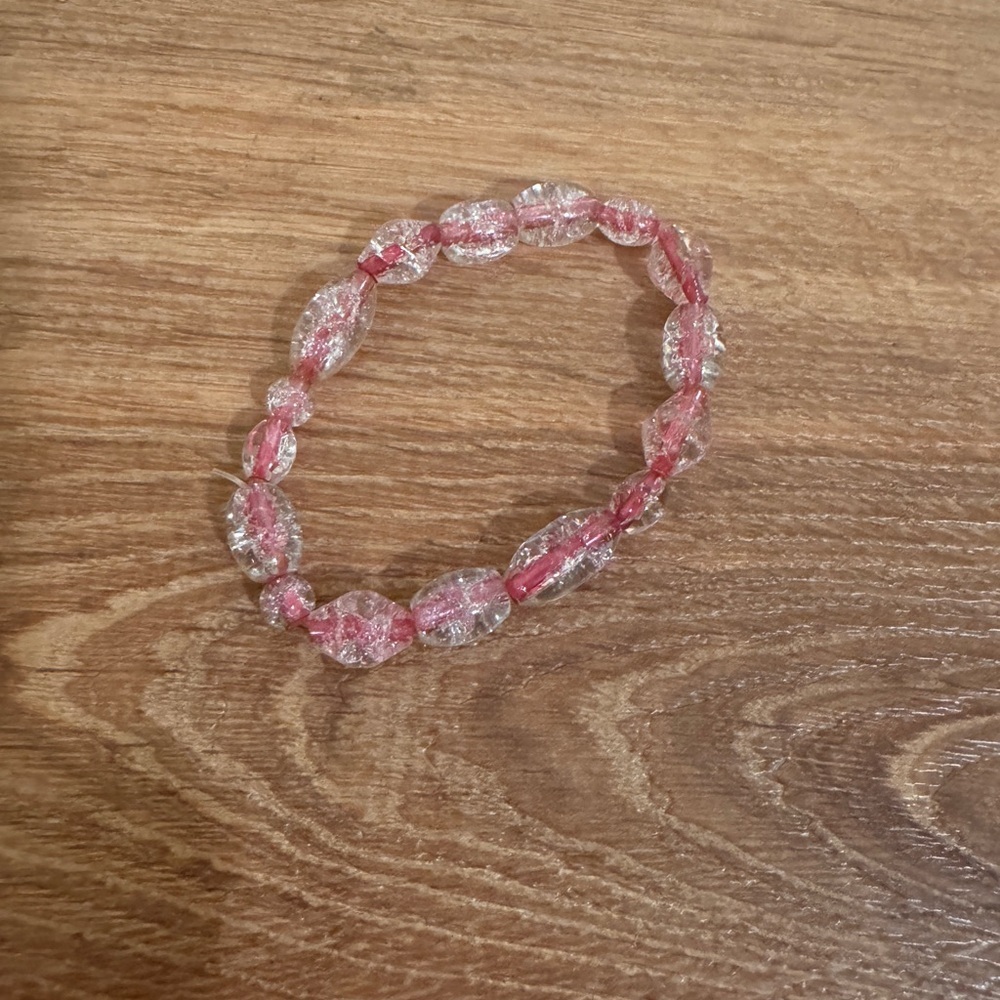 Pink Clear Beaded Stretch Bracelet​​
